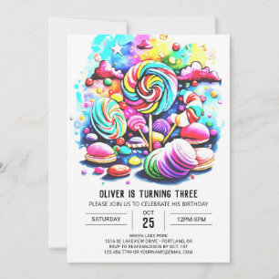 Invitación Pastel Cotton Candy Cumpleaños