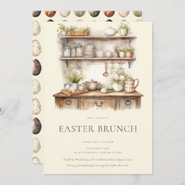 Invitación Pastel Cream & Brown Vintage Kitchen Easter Brunch