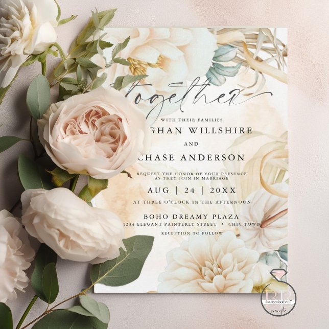 Invitación Pastel Creamy Goldenrod  Watercolor Bouquet (Subido por el creador)