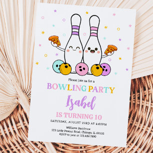 Invitación Pastel Cumpleaños de Bolos y Pizza