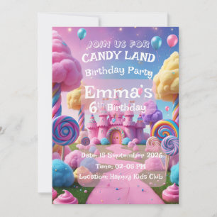 Invitación Pastel Cumpleaños Fiesta Candy Land