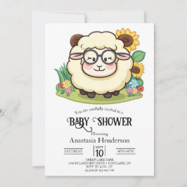 Invitación Pastel Cute Sheep Baby Shower