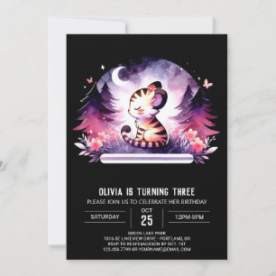 Invitación Pastel Cute Tiger Cumpleaños