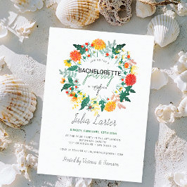 Invitación Pastel Dahlia Wildflower Wreath Bachelorette