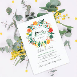 Invitación Pastel Dahlia Wildflowers Wreath Británica Ducha