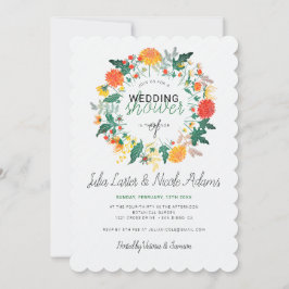 Invitación Pastel Dahlia Wildflowers Wreath Wedding Shower