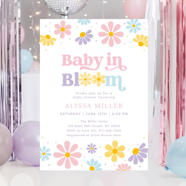 Invitación Pastel Daisy Baby en Bloom Baby Shower (Subido por el creador)