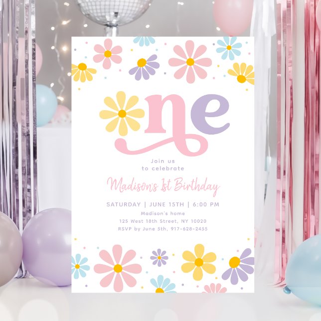 Invitación Pastel Daisy Boho Primer cumpleaños (Subido por el creador)