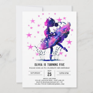 Invitación Pastel Dancer Ballerina Cumpleaños