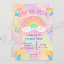 Invitación Pastel de arcoiris sobre Pop it Chicas Cumpleaños