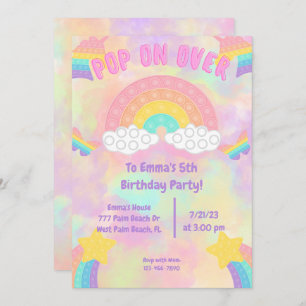 Invitación Pastel de arcoiris sobre Pop it Chicas Cumpleaños