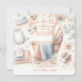 Invitación Pastel de Baby Shower Save The Date