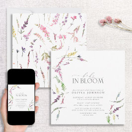 Invitación Pastel de bebé en Baby Shower floral con guión en 