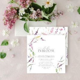 Invitación Pastel de bebé en Baby Shower floral con guión en 