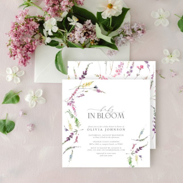 Invitación Pastel de bebé en Baby Shower floral con guión en  (Subido por el creador)