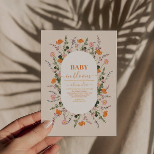 Invitación Pastel de bebé en Baby Shower floral con guión en