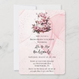 Invitación Pastel de Boda de tintas de alcohol rosado para la
