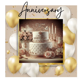 INVITACIÓN PASTEL DE BODAS DE 25 ANIVERSARIO ELEGANTES