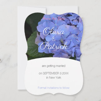 Invitación Pastel de Bodas de Hortensias Moradas Save the Dat
