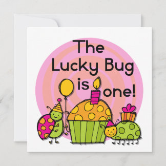 Invitación Pastel de bug de suerte camisetas de cumpleaños y 