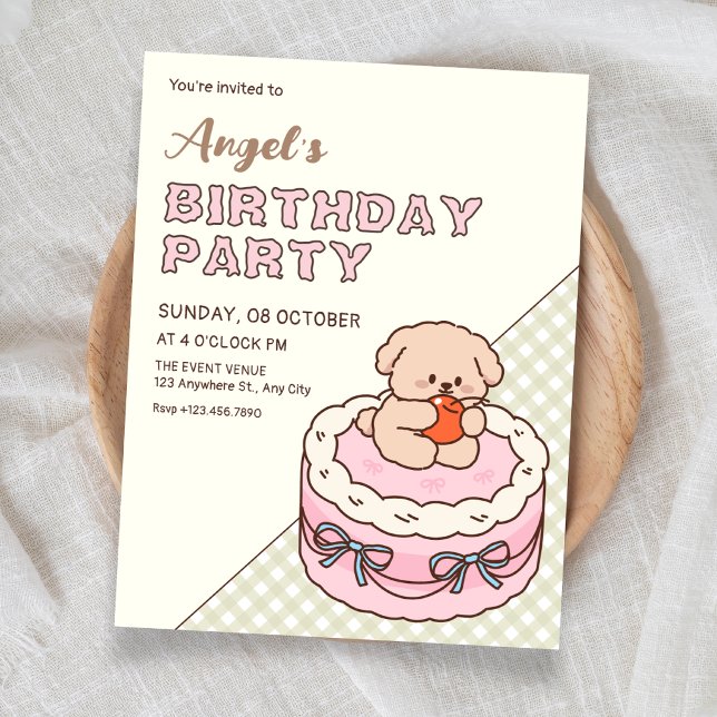 Invitación Pastel de cachorro lindo (Subido por el creador)