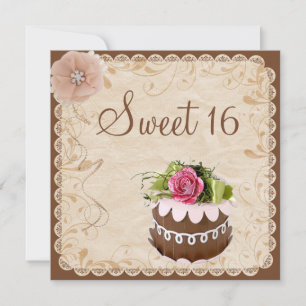 Invitación Pastel de chocolate de moda y Rosa de diamantes 16