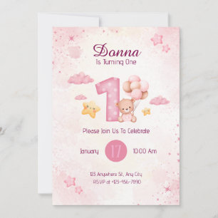 Invitación Pastel de color de agua rosa