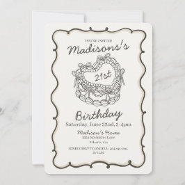 Invitación Pastel de coqueta de corazón retro de color beige