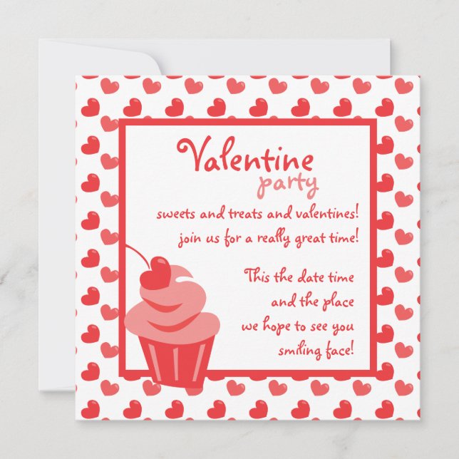 Invitación Pastel de corazón pop (Anverso)