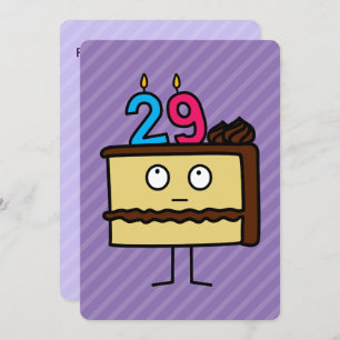 Invitación Pastel de cumpleaños 29 con velas