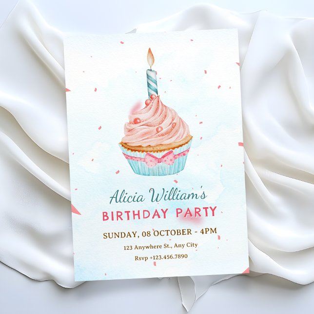 INVITACIÓN PASTEL DE CUMPLEAÑOS ACUARELA (Subido por el creador)