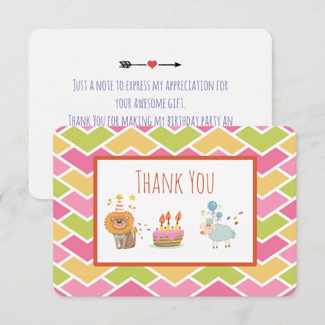 Invitación Pastel de cumpleaños con león Fiesta y oveja graci (Anverso / Reverso)