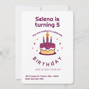 Invitación Pastel de cumpleaños con velas