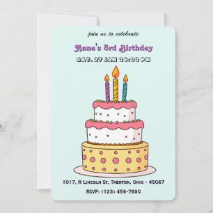Invitación Pastel de cumpleaños con velas