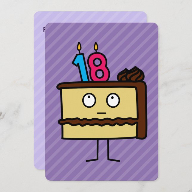 Invitación Pastel de cumpleaños con velas (Anverso / Reverso)