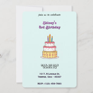 Invitación Pastel de cumpleaños con velas