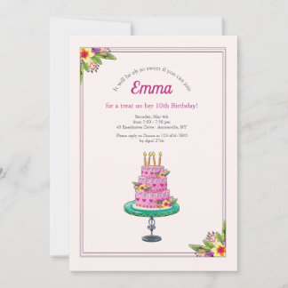 Invitación Pastel de cumpleaños con velas invitadas