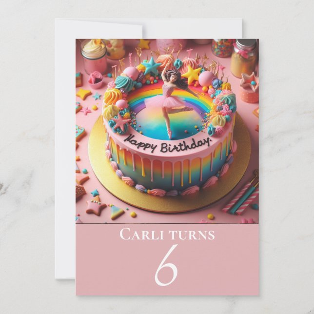 INVITACIÓN PASTEL DE CUMPLEAÑOS DE BAILARINA ADORABLE FIESTA (Reverso)