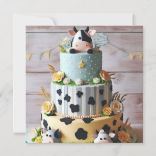 INVITACIÓN PASTEL DE CUMPLEAÑOS DE VACA ADORABLE