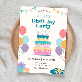 Invitación Pastel de cumpleaños divertido