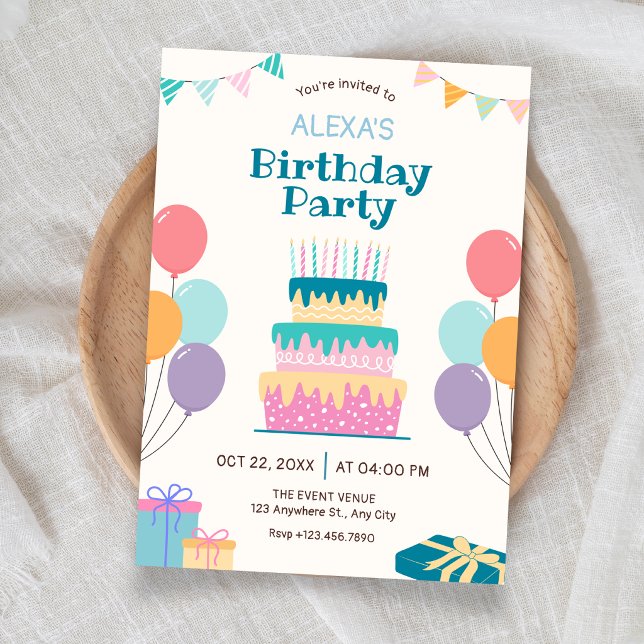 Invitación Pastel de cumpleaños divertido (Subido por el creador)