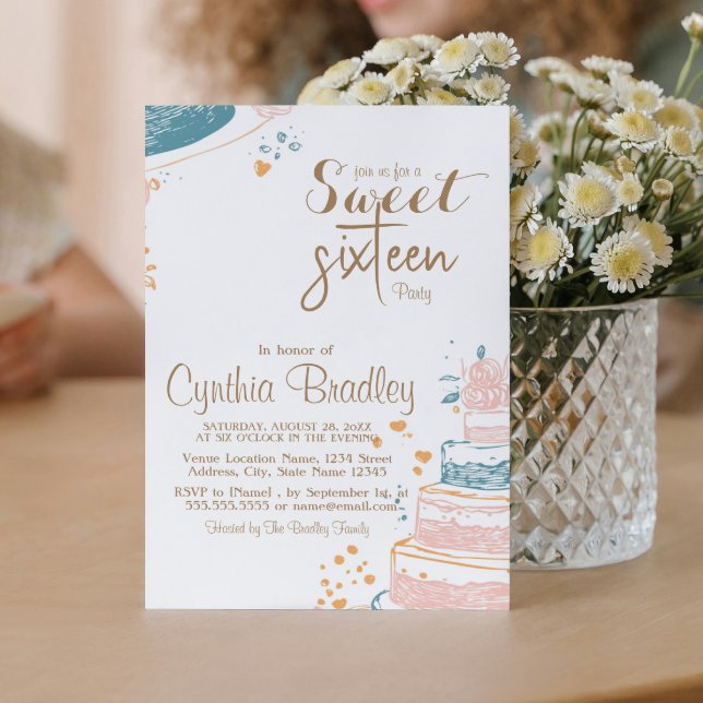 Invitación Pastel de cumpleaños Dulce Dieciséis Fiesta de Cum (Subido por el creador)
