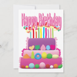 Invitación Pastel de cumpleaños feliz