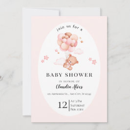 Invitación Pastel de Cumpleaños Floral Rosa para B