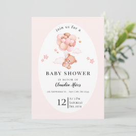 Invitación Pastel de Cumpleaños Floral Rosa para B