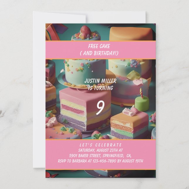 Invitación pastel de cumpleaños gratis (Anverso)