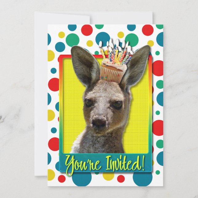 Invitación Pastel de cumpleaños - Kangaroo (Anverso)