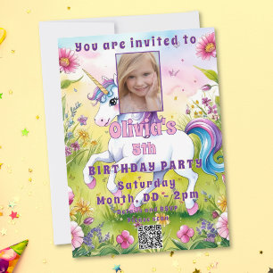 Invitación Pastel de Cumpleaños Mágico Personalizado con Foto