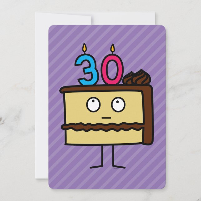 Invitación Pastel de cumpleaños número 30 con velas (Anverso)
