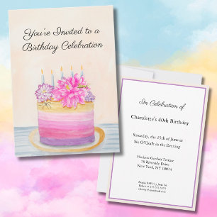 Invitación Pastel de cumpleaños número 40 con Dalia e Insecto